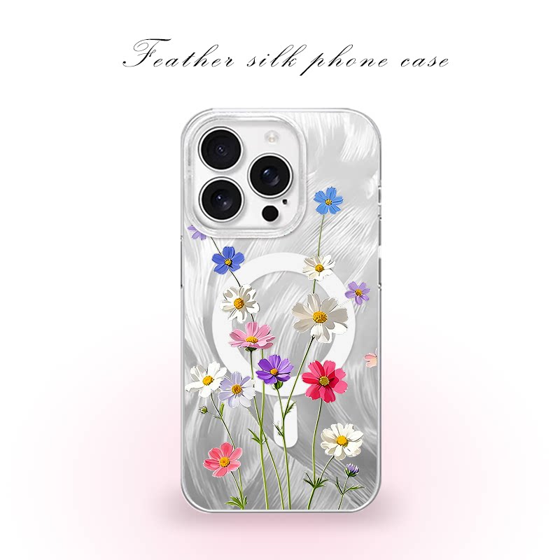 多彩格桑小花用于iPhone17pro/16promax手机壳华为mete80一加13磁吸vivoS30羽纱红米K80小米17OPPO