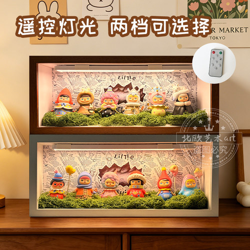 泡泡玛特盲盒展示架玻璃防尘