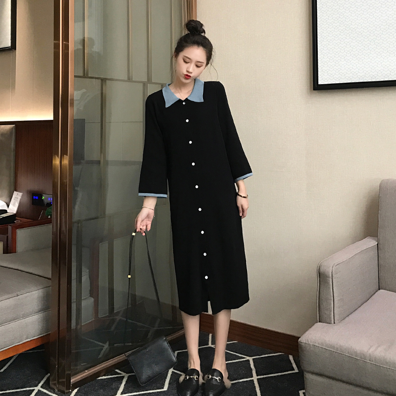 2019年秋款潮流大码女装胖mm超仙小众遮肚连衣裙显瘦显高气质长裙