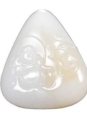 【超油超细花开见佛】新疆和田玉白玉弥勒佛吊坠 31.92克