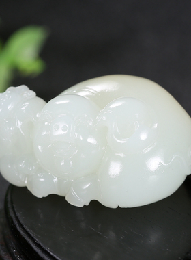 【发财猪一级细油疙瘩】新疆和田玉羊脂白玉生肖猪吊坠 29.70克
