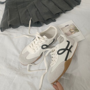 真皮版一博同款5cm内增高德训鞋女款经典百搭休闲运动小白鞋女