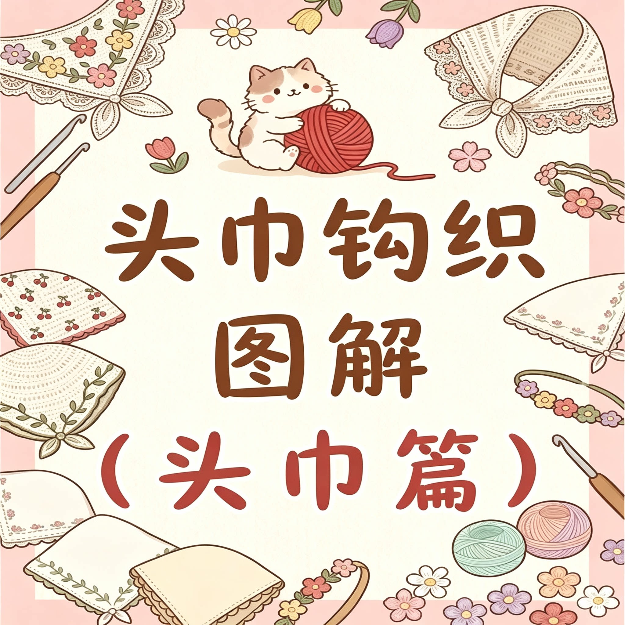 钩织棒针图解合集裙子吊带毛衣帽子手套花朵抱枕头巾娃裙素材