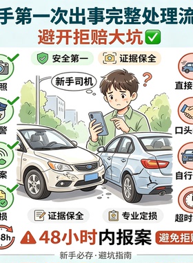新手司机车辆剐蹭事故全套处理步骤拍照报警定损理赔避坑完整手册