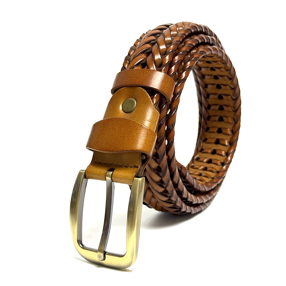 皮带男士牛皮编织皮带手工裤腰带