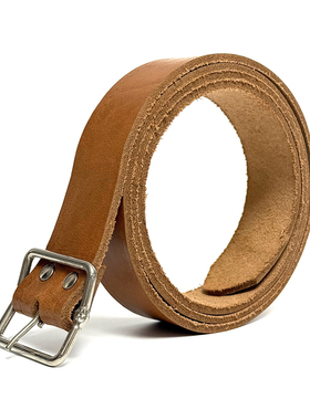 毛边老式整张切割纯头层牛皮带男针扣真皮腰带打孔眼工作裤带电工