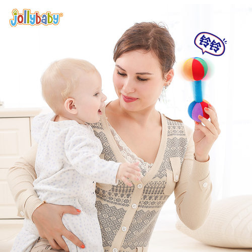 jollybaby哑铃手摇铃0-1岁玩具