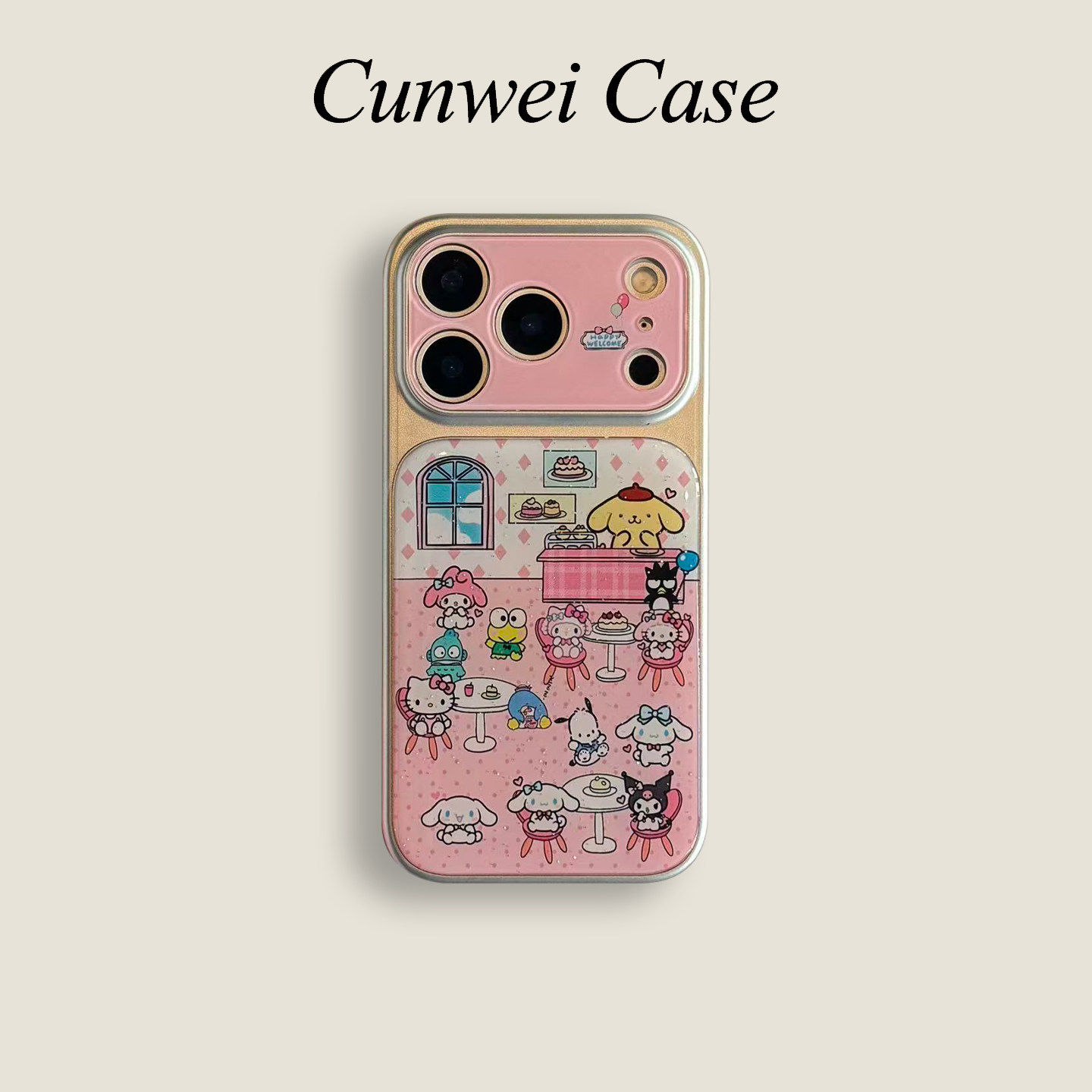 适用iphone17promax手机壳可爱卡通苹果16新款15高级感14pro女款超火15promax大视窗滴胶玻璃防摔保护套