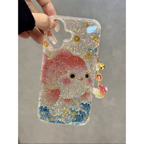 闪粉招财锦鲤适用iphone17promax手机壳苹果16新款15创意14pro女款13超火15promax双层防摔保护套挂件