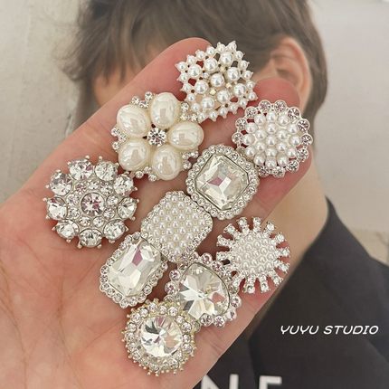 小香风珍珠镶钻金属纽扣西装外套毛衣开衫装饰扣大衣连衣裙百搭扣