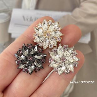 高质感合金水钻裘皮大衣纽扣皮草外套金属纽扣貂皮百搭镶钻装饰扣