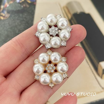 高档精致珍珠纽扣呢大衣皮草外套装饰扣西服风衣毛衣金属扣子配件