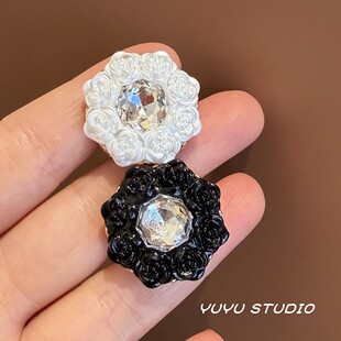 复古风法式 饰扣西服风衣外套金属扣子 山茶花手缝扣轻奢皮草大衣装