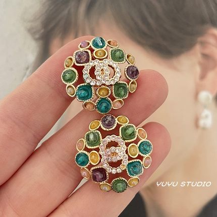 复古风皮草装饰扣子小香风高档镶钻金属钮扣毛呢大衣西装精致纽扣