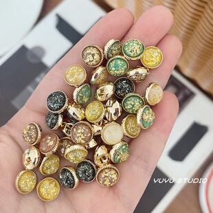 扣子衬衣袖 扣 小扣暗眼珠光金属纽扣毛衣开衫 KNIT复古小香风衬衫