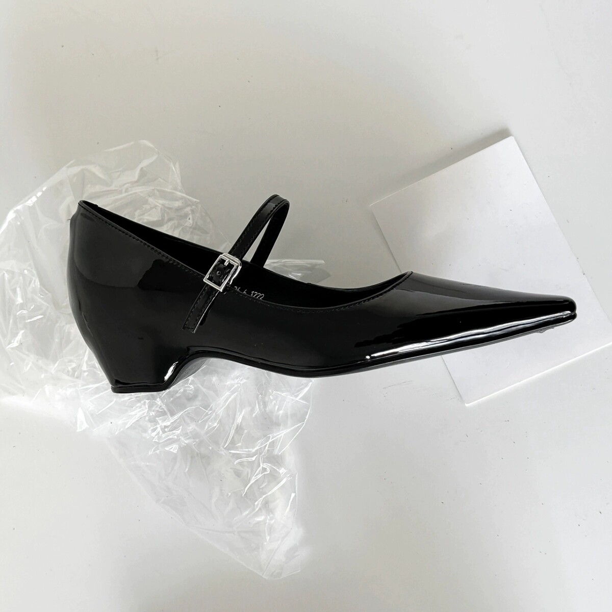 真皮气质一字扣粗跟玛丽珍女鞋5cm内增高尖头单鞋浅口通勤高跟鞋