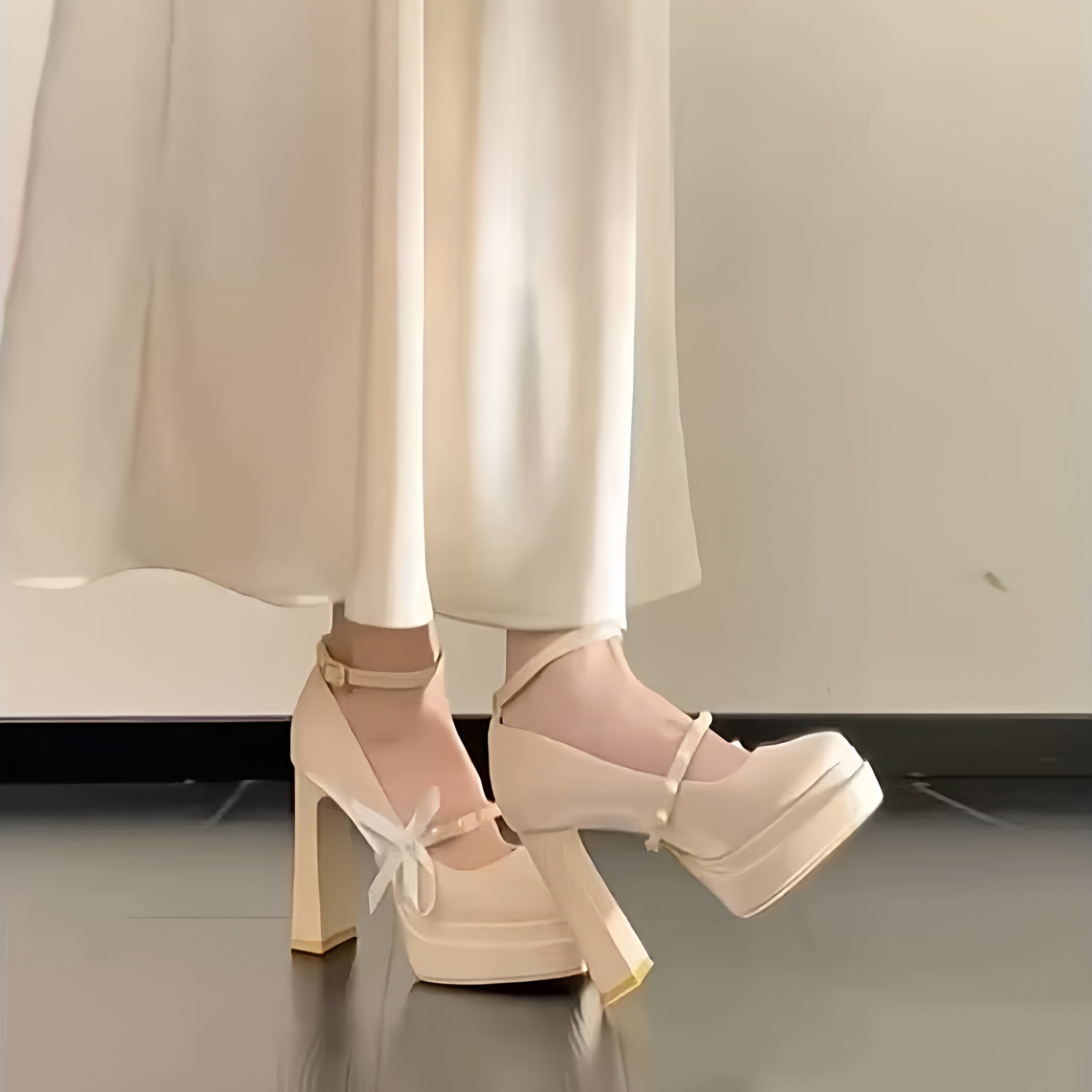超美珍珠一字带蝴蝶结玛丽珍单鞋女绸缎婚鞋粗跟防水台宴会高跟鞋,女鞋,玛丽珍鞋,淘宝优惠券,粉丝福利购,淘宝优惠卷