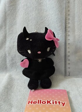 日本三丽鸥世嘉黑色恶魔kitty毛绒挂件