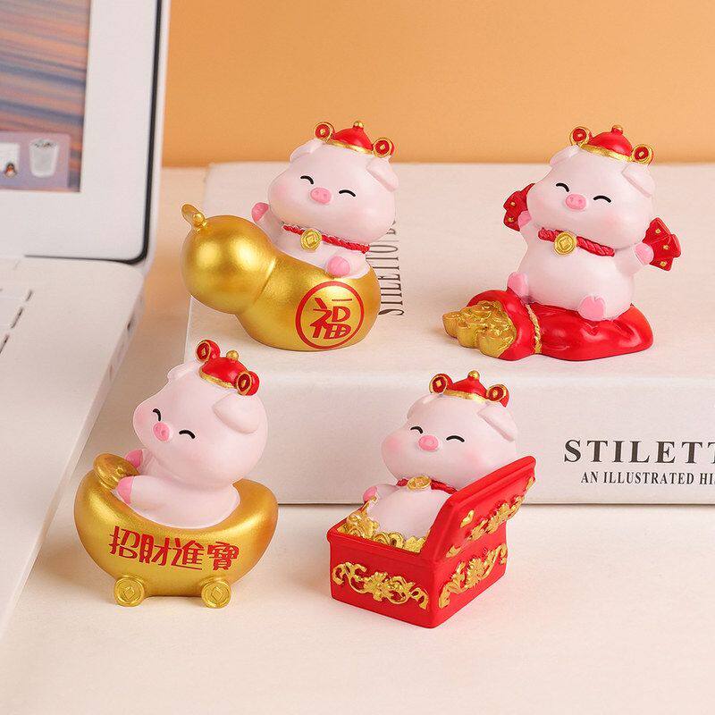 礼物卡通可爱装饰品公仔发财树脂手办食玩猪定桌面小猪创意摆件