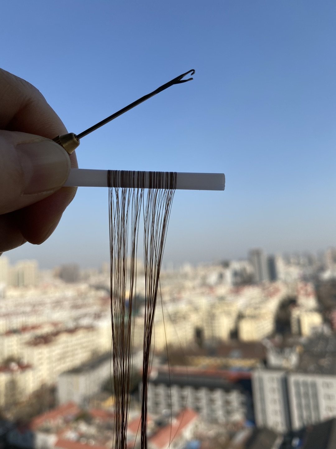 自然黑色真人发辫发物理增发零感接发1盒1000根