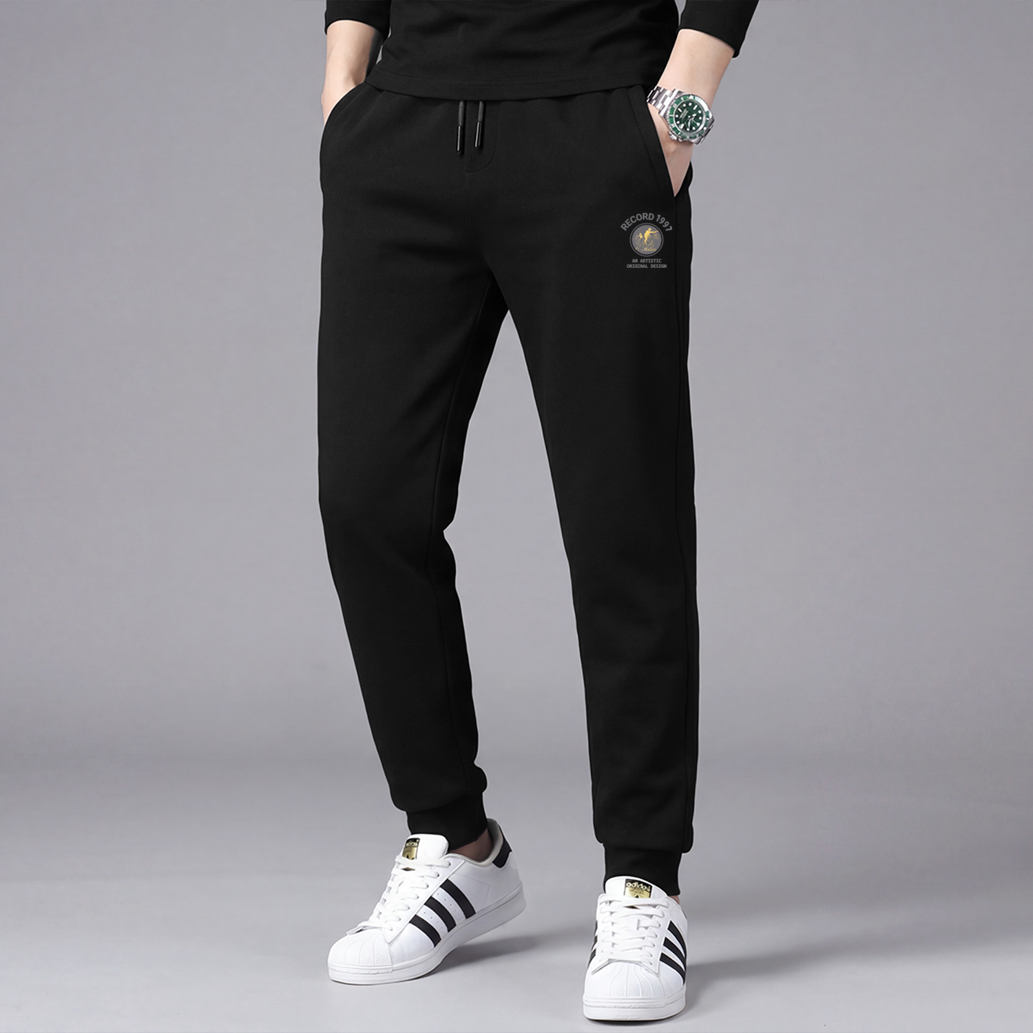 卫裤男士秋冬季加绒裤子男束脚裤男款运动休闲裤2025新款冰丝长裤