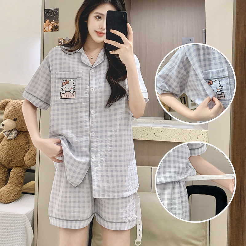 夏季新款开扣月子服短袖孕妇哺乳睡衣产后喂奶产妇家居服套装外出