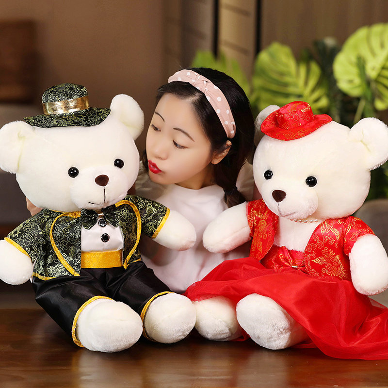 婚纱熊娃娃毛绒玩具情侣公仔压床娃娃一对新婚礼物婚房结婚礼物