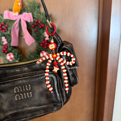 hucares「开心苹果」原创手作包挂手机链相机链挂件红色甜酷少女