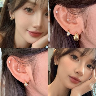 hucares「鎏金星糖」定制mini小锆石金色小环925银针耳钉轻奢设计