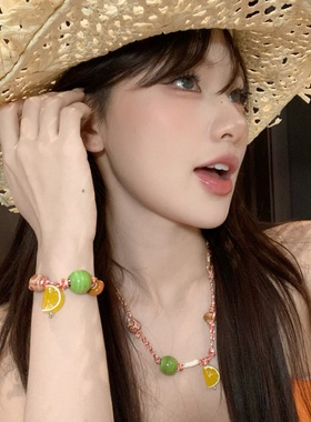 hucares「橘子汽水」原创纯手工项链手链挂件多用毛衣链百搭单品