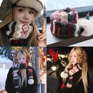 hucares 「叮铛雪球」2025冬季新款保暖 围脖圣诞氛围感围巾女
