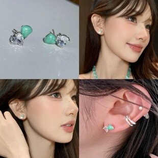 hucares「心水小蓝」定制tiff*any蓝小爱心可爱耳钉小耳环小巧