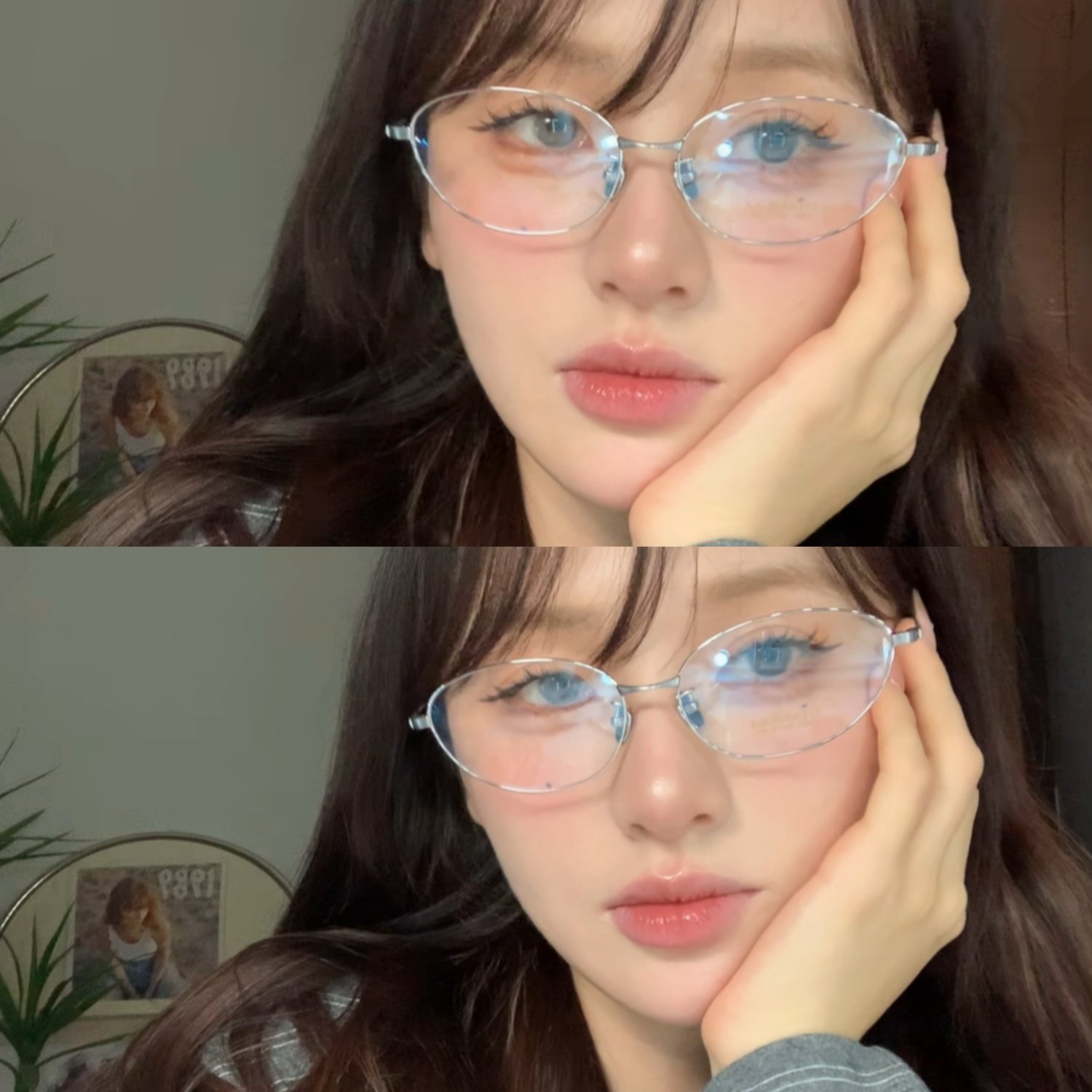 hucares「斯文猫眼」银边细框含钛眼镜超轻显脸小配近视眼镜