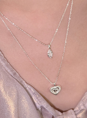 hucares「棱镜心牢」重工！凹凸条纹爱心镶钻马眼吊坠项链组合