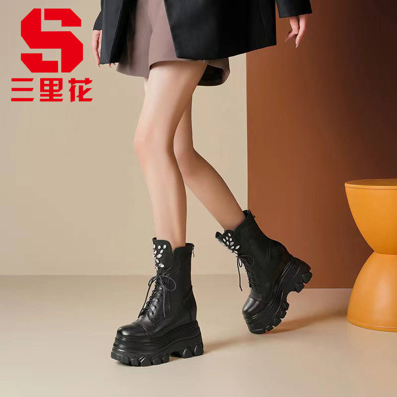 厚底靴子超高跟马丁靴