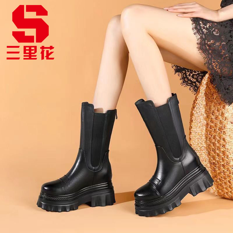 烟筒靴厚底松糕底休闲