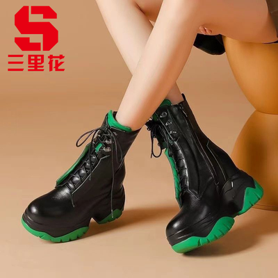 马丁靴人造短毛绒聚氨酯内增高