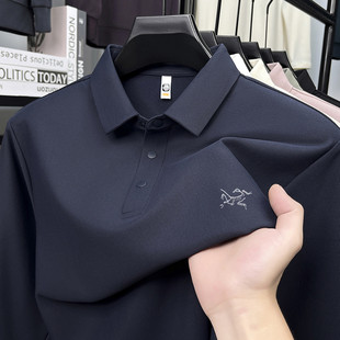 男上衣 高端翻领磨毛免烫休闲POLO衫 OMRANI鸟家长袖 T恤男2025新款