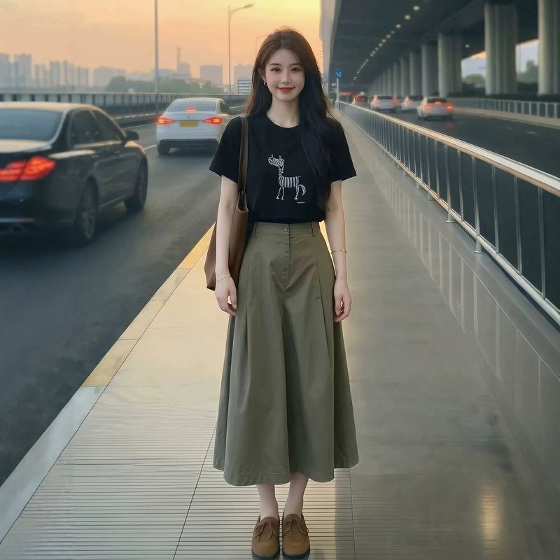 夏季新款休闲套装女印花短袖恤高腰显瘦百搭阔腿八分裤子两件套