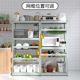 峰阳灰绿色厨房置物架落地多层碗盘收纳水果蔬菜微波炉烤箱柜子