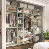 峰阳钢制灰绿衣架家用挂衣卧室落地步入衣帽间砌墙衣柜简易组装