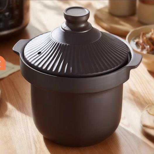 适用美的4.5L5.5L电炖锅褐紫砂内胆DGE45J56/DGE55J56条纹锅盖子