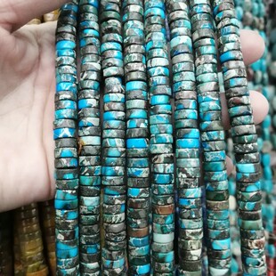 帝皇松石平扣片隔片撒珠5*8mm蓝绿花通孔垫片手链项链diy配件材料