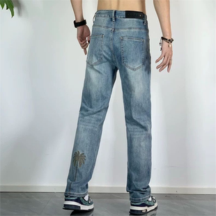 男士裤子男款2026新款爆款刺绣牛仔裤高端水洗柔软修身小直筒长裤