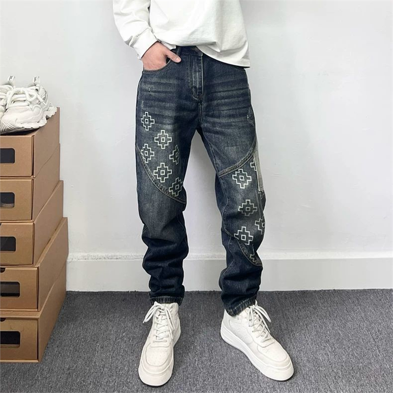 欧美潮流痞帅拼接撞色微垮