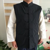 立领上衣 无袖 春秋外搭纯棉老粗布坎肩马甲男中老青年唐装 外套中式