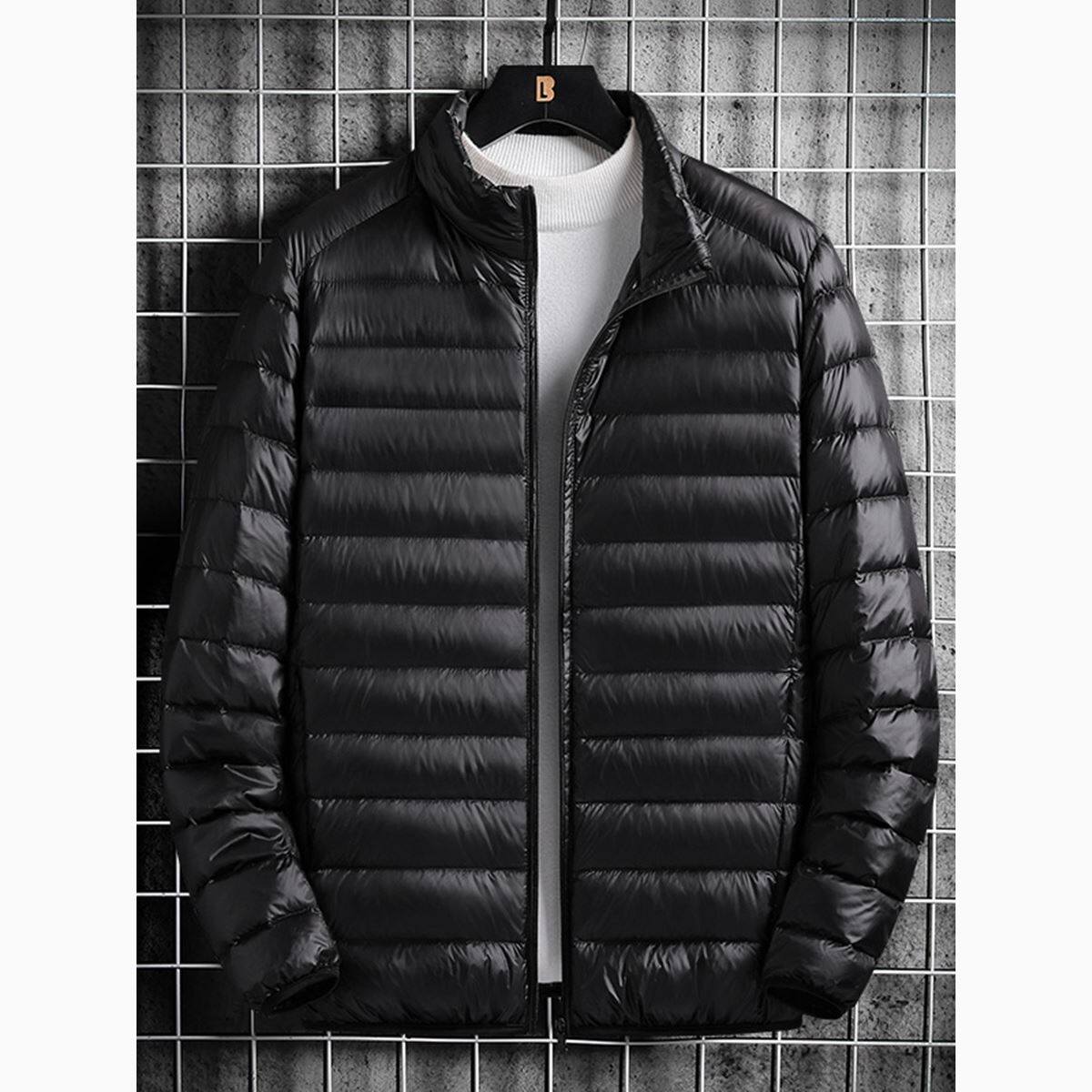 男士轻薄羽绒棉服2023秋冬新款大码中青年短款棉衣爸爸装外套棉袄