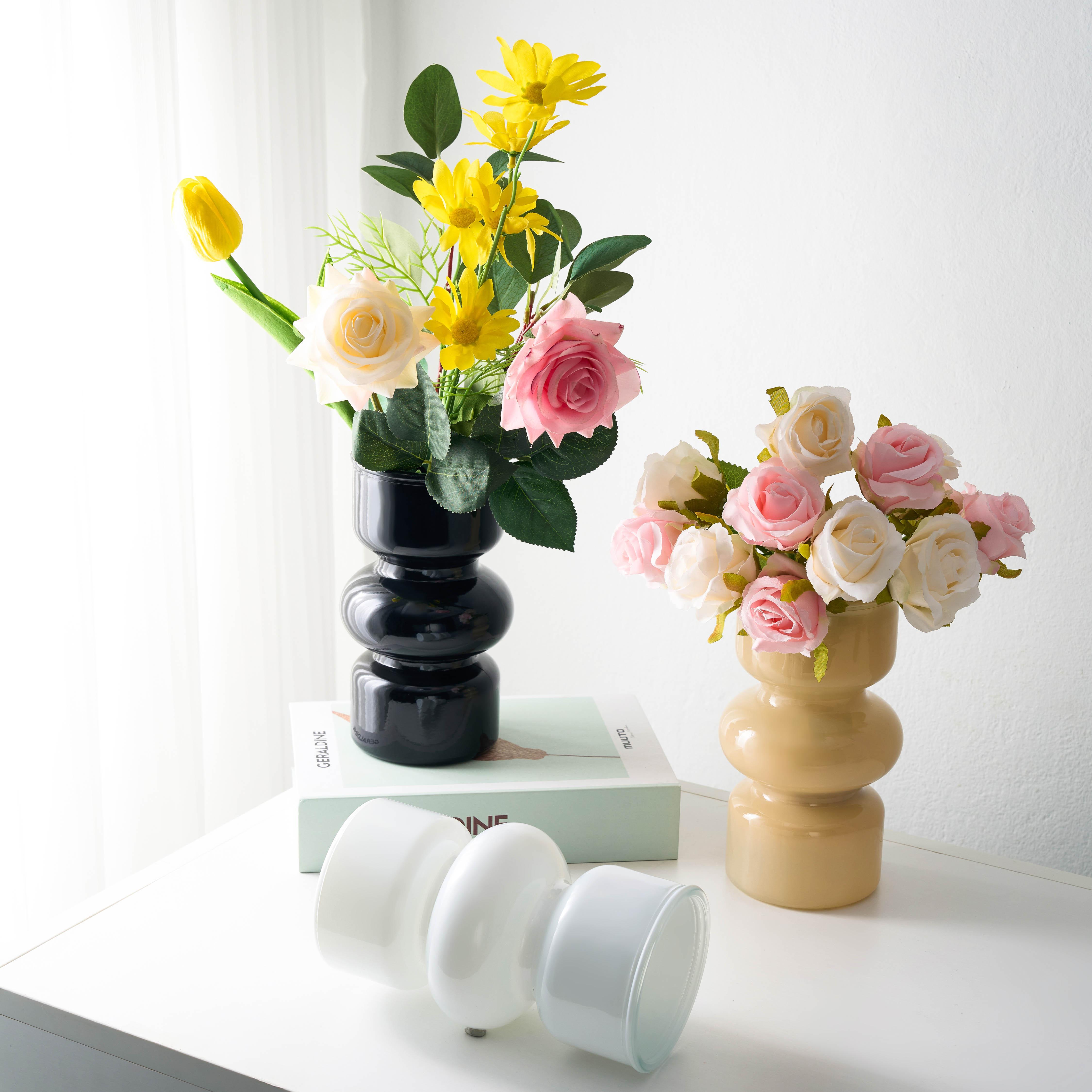 中古玻璃花瓶法式插花小摆件