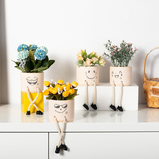 饰小摆件创意家居饰品 ins吊脚娃娃盆栽仿真花插花摆设客厅桌面装