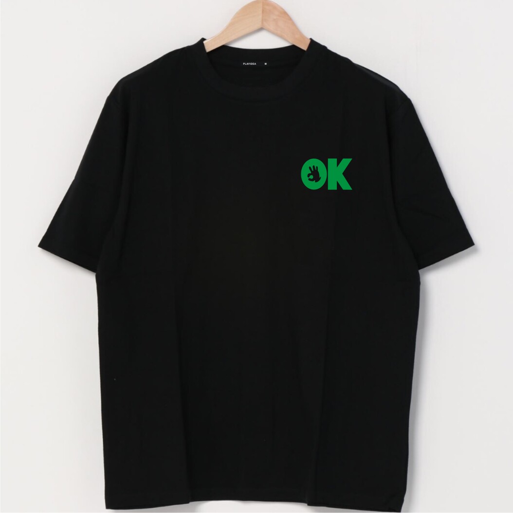 OK字母印花T恤男式圆领纯棉简约休闲短袖夏季潮流原创设计师体恤